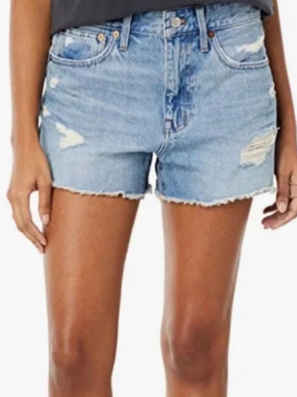Madewell Women's ND697 Size 25 Blue Relaxed Denim Shorts Destructed Edition